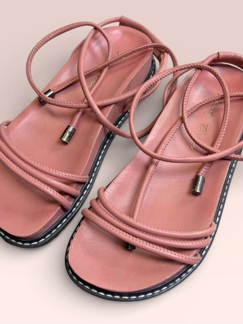 Strappy Blush Wrap-Around Sandals